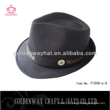 Black polyester fedora hat pour promotion promotionnel à vendre avec logo personnalisé sur bande